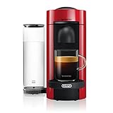 De'Longhi Nespresso Vertuo Plus Máquina de Café y Espresso, Cafetera Automática de Cápsulas con Sistema de Preparación con un Solo Toque, ENV150.R, Plástico, Rojo