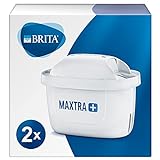 BRITA MAXTRA+ Pack 2 cartuchos de filtro de agua, compatible con jarras filtrantes BRITA que reducen la cal, el cloro y otras sustancias, Color Blanco
