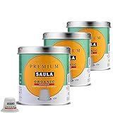 Café Saula, Pack 3 botes con 60 cápsulas compostables. Café 100% Orgánico INTENSE. Compatibles Nespresso®