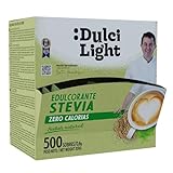 Edulcorante Stevia Zero DulciLight 500 Sobres 0% Calorias | Endulzante de Stevia Granulado 100% Natural |1gr = 10gr de azúcar| Stevia pura en sobres con Fibra Vegetal | Sustituto del azúcar